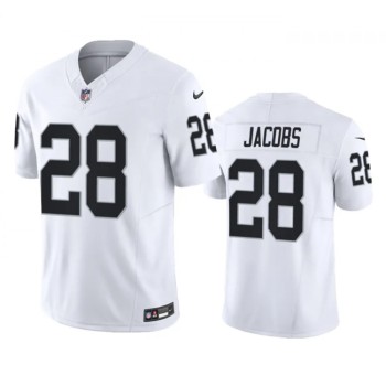 Men's Las Vegas Raiders #28 Josh Jacobs White 2023 F.U.S.E Vapor Untouchable Stitched Football Jersey Men's Las Vegas Raiders #28 Josh Jacobs White 2023 F.U.S.E Vapor Untouchable Stitched Football Jersey