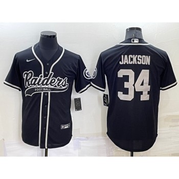 Men's Las Vegas Raiders #34 Bo Jackson Black Cool Base Stitched Baseball Jersey Men's Las Vegas Raiders #34 Bo Jackson Black Cool Base Stitched Baseball Jersey