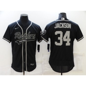 Men's Las Vegas Raiders #34 Bo Jackson Black Flex Base Stitched Jersey Men's Las Vegas Raiders #34 Bo Jackson Black Flex Base Stitched Jersey