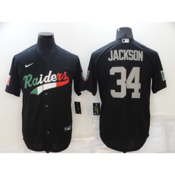Men's Las Vegas Raiders #34 Bo Jackson Black Mexico Stitched Jersey Men's Las Vegas Raiders #34 Bo Jackson Black Mexico Stitched Jersey