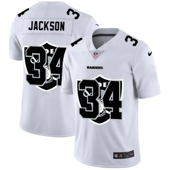 Men's Las Vegas Raiders #34 Bo Jackson White Shadow Logo Limited Stitched Jersey Men's Las Vegas Raiders #34 Bo Jackson White Shadow Logo Limited Stitched Jersey