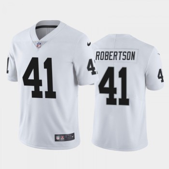 Men's Las Vegas Raiders #41 Amik Robertson White Vapor Untouchable Limited Stitched Jersey Men's Las Vegas Raiders #41 Amik Robertson White Vapor Untouchable Limited Stitched Jersey