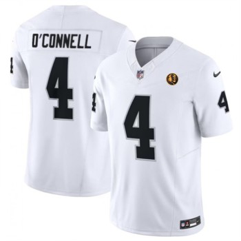 Men's Las Vegas Raiders #4 Aidan O'Connell White 2023 F.U.S.E. With John Madden Patch Vapor Limited Stitched Football Jersey Men's Las Vegas Raiders #4 Aidan O'Connell White 2023 F.U.S.E. With John Madden Patch Vapor Limited Stitched Football Jersey