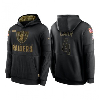 Men's Las Vegas Raiders #4 Derek Carr 2020 Black Salute to Service Sideline Performance Pullover Hoodie Men's Las Vegas Raiders #4 Derek Carr 2020 Black Salute to Service Sideline Performance Pullover Hoodie