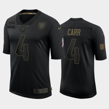 Men's Las Vegas Raiders #4 Derek Carr Black 2020 Salute To Service Limited Stitched Jersey Men's Las Vegas Raiders #4 Derek Carr Black 2020 Salute To Service Limited Stitched Jersey