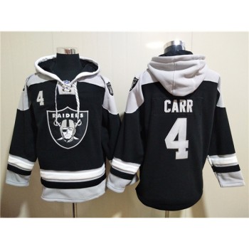Men's Las Vegas Raiders #4 Derek Carr Black Ageless Must-Have Lace-Up Pullover Hoodie Men's Las Vegas Raiders #4 Derek Carr Black Ageless Must-Have Lace-Up Pullover Hoodie