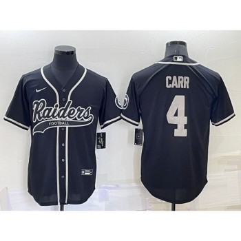 Men's Las Vegas Raiders #4 Derek Carr Black Cool Base Stitched Baseball Jersey Men's Las Vegas Raiders #4 Derek Carr Black Cool Base Stitched Baseball Jersey