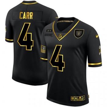 Men's Las Vegas Raiders #4 Derek Carr Black/Gold Salute To Service Limited Stitched Jersey Men's Las Vegas Raiders #4 Derek Carr Black/Gold Salute To Service Limited Stitched Jersey