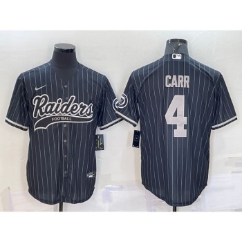 Men's Las Vegas Raiders #4 Derek Carr Black With Patch Cool Base Stitched Baseball Jersey Men's Las Vegas Raiders #4 Derek Carr Black With Patch Cool Base Stitched Baseball Jersey