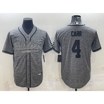 Men's Las Vegas Raiders #4 Derek Carr Grey With Patch Cool Base Stitched Baseball Jersey Men's Las Vegas Raiders #4 Derek Carr Grey With Patch Cool Base Stitched Baseball Jersey