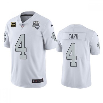 Men's Las Vegas Raiders #4 Derek Carr White 2020 Inaugural Season With C Patch Color Rush Limited Stitched Jersey Men's Las Vegas Raiders #4 Derek Carr White 2020 Inaugural Season With C Patch Color Rush Limited Stitched Jersey