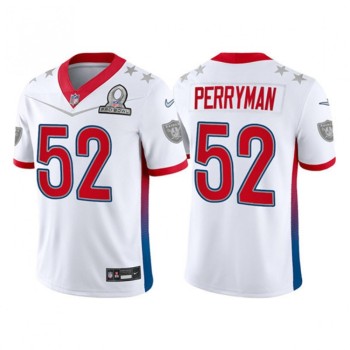 Men's Las Vegas Raiders #52 Denzel Perryman 2022 White AFC Pro Bowl Stitched Jersey Men's Las Vegas Raiders #52 Denzel Perryman 2022 White AFC Pro Bowl Stitched Jersey