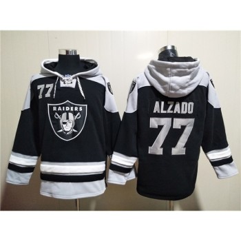 Men's Las Vegas Raiders #77 Lyle Alzado Black Ageless Must-Have Lace-Up Pullover Hoodie Men's Las Vegas Raiders #77 Lyle Alzado Black Ageless Must-Have Lace-Up Pullover Hoodie