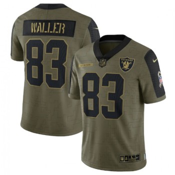 Men's Las Vegas Raiders #83 Darren Waller 2021 Olive Salute To Service Limited Stitched Jersey Men's Las Vegas Raiders #83 Darren Waller 2021 Olive Salute To Service Limited Stitched Jersey