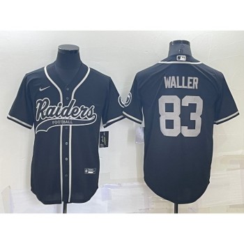 Men's Las Vegas Raiders #83 Darren Waller Black Cool Base Stitched Baseball Jersey Men's Las Vegas Raiders #83 Darren Waller Black Cool Base Stitched Baseball Jersey