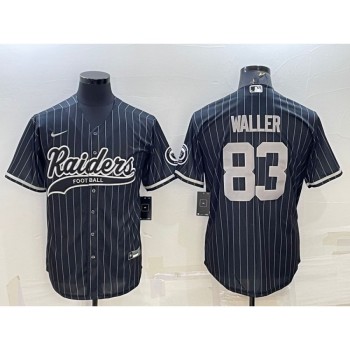 Men's Las Vegas Raiders #83 Darren Waller Black With Patch Cool Base Stitched Baseball Jersey Men's Las Vegas Raiders #83 Darren Waller Black With Patch Cool Base Stitched Baseball Jersey