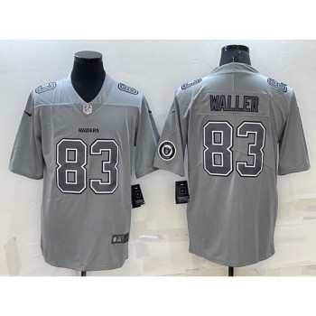 Men's Las Vegas Raiders #83 Darren Waller With Patch Grey Atmosphere Fashion Stitched Jersey Men's Las Vegas Raiders #83 Darren Waller With Patch Grey Atmosphere Fashion Stitched Jersey