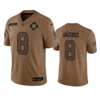 Men's Las Vegas Raiders #8 Josh Jacobs 2023 Brown Salute To Service Limited Stitched Football Jersey Men's Las Vegas Raiders #8 Josh Jacobs 2023 Brown Salute To Service Limited Stitched Football Jersey