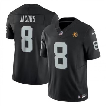Men's Las Vegas Raiders #8 Josh Jacobs Black 2023 F.U.S.E. With John Madden Patch Vapor Limited Stitched Football Jersey Men's Las Vegas Raiders #8 Josh Jacobs Black 2023 F.U.S.E. With John Madden Patch Vapor Limited Stitched Football Jersey