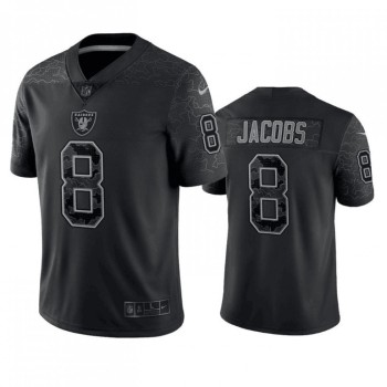 Men's Las Vegas Raiders #8 Josh Jacobs Black Reflective Limited Stitched Football Jersey Men's Las Vegas Raiders #8 Josh Jacobs Black Reflective Limited Stitched Football Jersey