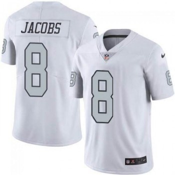 Men's Las Vegas Raiders #8 Josh Jacobs White Color Rush Limited Stitched Jersey Men's Las Vegas Raiders #8 Josh Jacobs White Color Rush Limited Stitched Jersey