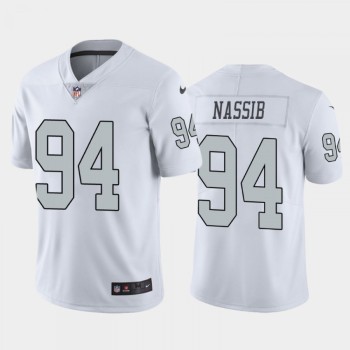 Men's Las Vegas Raiders #94 Carl Nassib White Color Rush Stitched Jersey Men's Las Vegas Raiders #94 Carl Nassib White Color Rush Stitched Jersey
