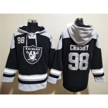 Men's Las Vegas Raiders #98 Maxx Crosby Black Ageless Must-Have Lace-Up Pullover Hoodie Men's Las Vegas Raiders #98 Maxx Crosby Black Ageless Must-Have Lace-Up Pullover Hoodie
