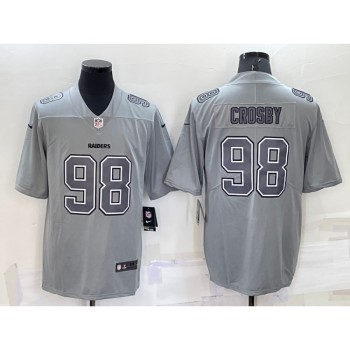 Men's Las Vegas Raiders #98 Maxx Crosby Grey Atmosphere Fashion Stitched Jersey Men's Las Vegas Raiders #98 Maxx Crosby Grey Atmosphere Fashion Stitched Jersey