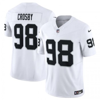 Men's Las Vegas Raiders #98 Maxx Crosby White 2023 F.U.S.E Vapor Untouchable Stitched Football Jersey Men's Las Vegas Raiders #98 Maxx Crosby White 2023 F.U.S.E Vapor Untouchable Stitched Football Jersey