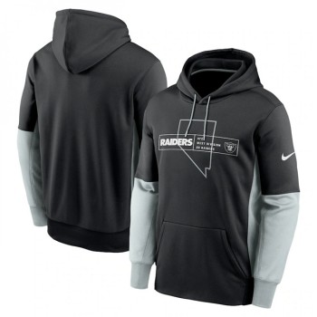 Men's Las Vegas Raiders Black Color Block Fleece Performance Pullover Hoodie Men's Las Vegas Raiders Black Color Block Fleece Performance Pullover Hoodie
