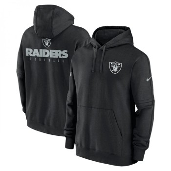Men's Las Vegas Raiders Black Sideline Club Fleece Pullover Hoodie Men's Las Vegas Raiders Black Sideline Club Fleece Pullover Hoodie