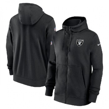 Men's Las Vegas Raiders Black Sideline Club Performance Full-Zip Hoodie Men's Las Vegas Raiders Black Sideline Club Performance Full-Zip Hoodie