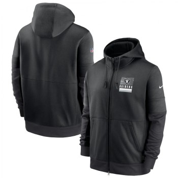 Men's Las Vegas Raiders Black Sideline Impact Lockup Performance Full-Zip Hoodie Men's Las Vegas Raiders Black Sideline Impact Lockup Performance Full-Zip Hoodie