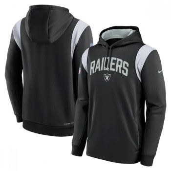 Men's Las Vegas Raiders Black Sideline Stack Performance Pullover Hoodie 001 Men's Las Vegas Raiders Black Sideline Stack Performance Pullover Hoodie 001