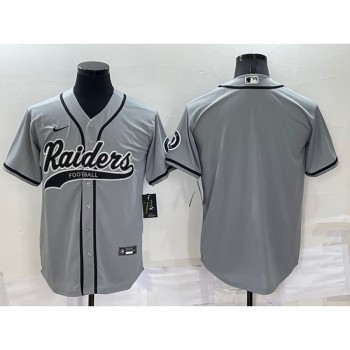 Men's Las Vegas Raiders Blank Grey Cool Base Stitched Baseball Jersey Men's Las Vegas Raiders Blank Grey Cool Base Stitched Baseball Jersey