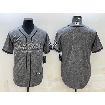 Men's Las Vegas Raiders Blank Grey With Patch Cool Base Stitched Baseball Jersey Men's Las Vegas Raiders Blank Grey With Patch Cool Base Stitched Baseball Jersey