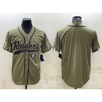 Men's Las Vegas Raiders Blank Olive Salute to Service Cool Base Stitched Baseball Jersey Men's Las Vegas Raiders Blank Olive Salute to Service Cool Base Stitched Baseball Jersey