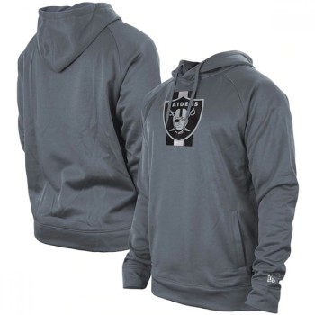 Men's Las Vegas Raiders Gray New Era Training Camp Raglan Pullover Hoodie Men's Las Vegas Raiders Gray New Era Training Camp Raglan Pullover Hoodie