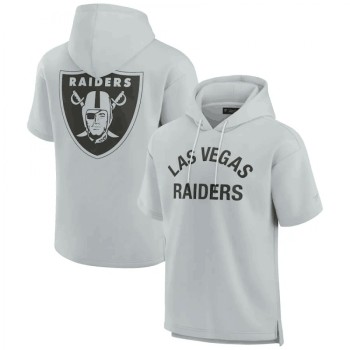 Men's Las Vegas Raiders Gray Super Soft Fleece Short Sleeve Hoodie Men's Las Vegas Raiders Gray Super Soft Fleece Short Sleeve Hoodie