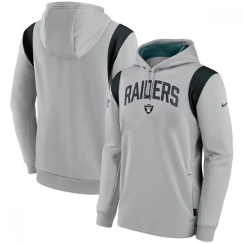Men's Las Vegas Raiders Grey Sideline Stack Performance Pullover Hoodie 002 Men's Las Vegas Raiders Grey Sideline Stack Performance Pullover Hoodie 002