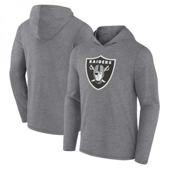 Men's Las Vegas Raiders Heather Gray Primary Logo Long Sleeve Hoodie T-Shirt Men's Las Vegas Raiders Heather Gray Primary Logo Long Sleeve Hoodie T-Shirt