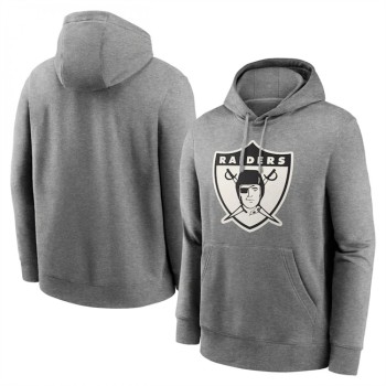 Men's Las Vegas Raiders Heather Gray Primary Logo Long Sleeve Hoodie T-Shirt Men's Las Vegas Raiders Heather Gray Primary Logo Long Sleeve Hoodie T-Shirt