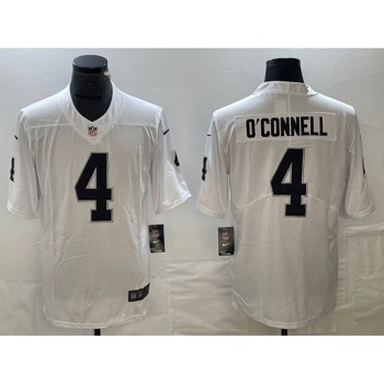 Men's Las Vegas Raiders #4 Aidan O'Connell White Vapor Untouchable Stitched Football Jersey Men's Las Vegas Raiders #4 Aidan O'Connell White Vapor Untouchable Stitched Football Jersey