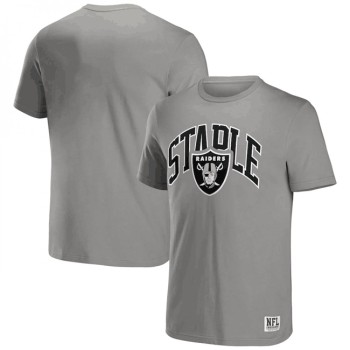 Men's Las Vegas Raiders x Staple Grey Logo Lockup T-Shirt Men's Las Vegas Raiders x Staple Grey Logo Lockup T-Shirt