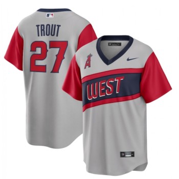 Men's Los Angeles Angels #27 Mike Trout 2021 Little League Classic Road Cool Base Stitched Baseball Jersey Men's Los Angeles Angels #27 Mike Trout 2021 Little League Classic Road Cool Base Stitched Baseball Jersey