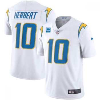 Men's Los Angeles Chargers #10 Justin Herbert 2022 White With 2-star C Patch Vapor Untouchable Limited Stitched Jersey Men's Los Angeles Chargers #10 Justin Herbert 2022 White With 2-star C Patch Vapor Untouchable Limited Stitched Jersey
