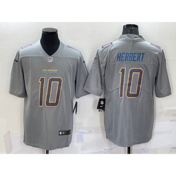 Men's Los Angeles Chargers #10 Justin Herbert Grey Atmosphere Fashion Stitched Jersey Men's Los Angeles Chargers #10 Justin Herbert Grey Atmosphere Fashion Stitched Jersey