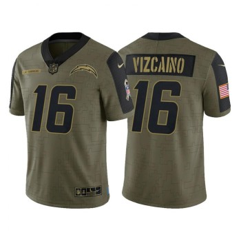 Men's Los Angeles Chargers #16 Tristan Vizcaino 2021 Olive Salute To Service Limited Stitched Jersey Men's Los Angeles Chargers #16 Tristan Vizcaino 2021 Olive Salute To Service Limited Stitched Jersey