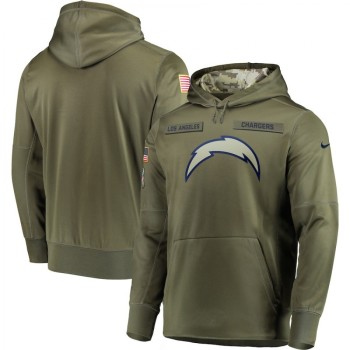 Men's Los Angeles Chargers 2018 Olive Salute to Service Sideline Therma Performance Pullover Stitched NFL Hoodie Men's Los Angeles Chargers 2018 Olive Salute to Service Sideline Therma Performance Pullover Stitched NFL Hoodie