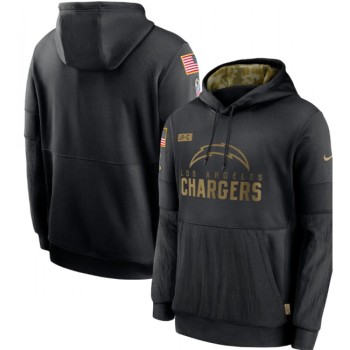 Men's Los Angeles Chargers 2020 Black Salute to Service Sideline Performance Pullover Hoodie Men's Los Angeles Chargers 2020 Black Salute to Service Sideline Performance Pullover Hoodie